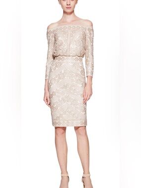 EUC Tadashi Shoji MERIDA OFF-THE-SHOULDER DRESS mother of the bride SZ 2
